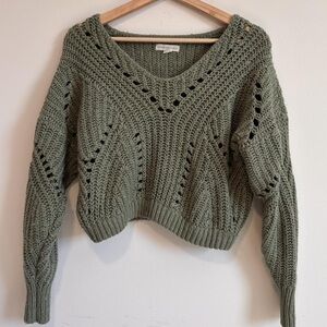 Aeropostale Olive V-Neck Sweater
